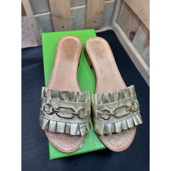 Kate Spade Metallic Gold Slide Sandals - Picture 3 of 8